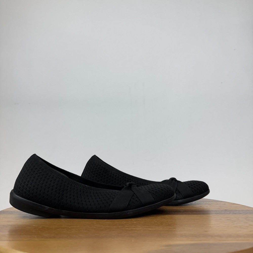 Womens Bzees Kissed Black Knit Bow Slip On Comfort Ballet Flats Shoes Size 9 M